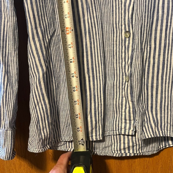 Just Living Navy and White Striped Women's Button Down Shirt - Picture 10 of 12